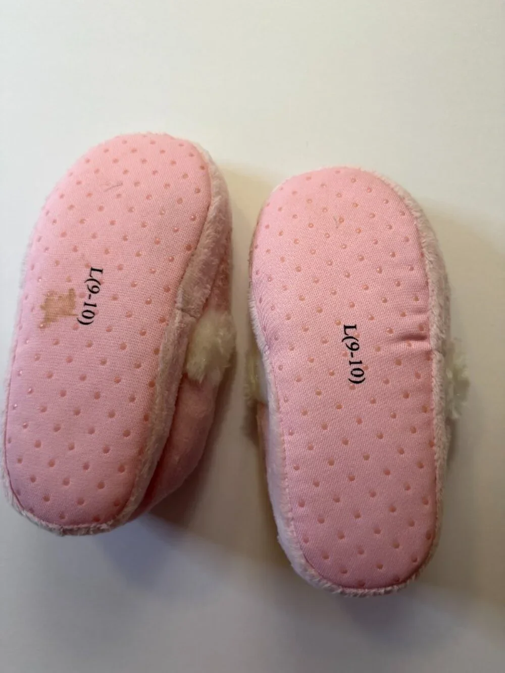 DISNEY PRINCESS, Girl's Pink Plush Faux Fur Slippers, Size L (9-10)